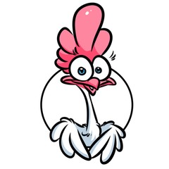 White chicken emblem cartoon illustration isolated image animal character 