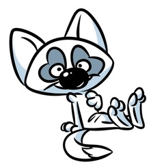 funny white cat sitting cartoon illustration isolated image animal character 
