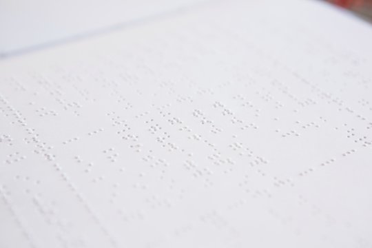 Close-up of braille book