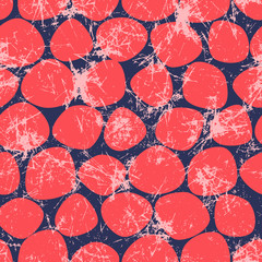 Vector seamless patterns with abstract stones. Creative red and blue grunge backgrounds with rocks. Texture with cracks, ambrosia, scratches, attrition. Graphic illustration.