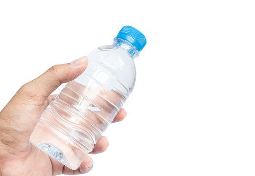Water bottle with Hand isolated on white Background. This has clipping path