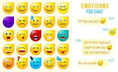 Set of emoticons, emoji for chat, Set of emoji. smile set. vector illustration.