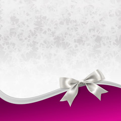 decorative background with stars, silver ribbon and bow. vector