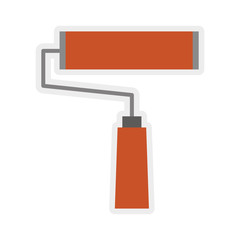 Constuction and repair concept represented by paint roll tool icon. isolated and flat illustration 