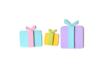 Gift boxes paper cut on white background - isolated
