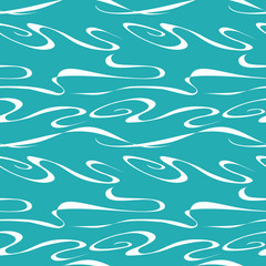 Turquoise Peach pattern with waves and curls