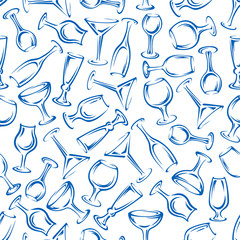 Glasses for drinks and cocktails seamless pattern