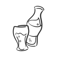 Soda and drink  concept represented by bottle and glass icon. isolated and flat illustration 