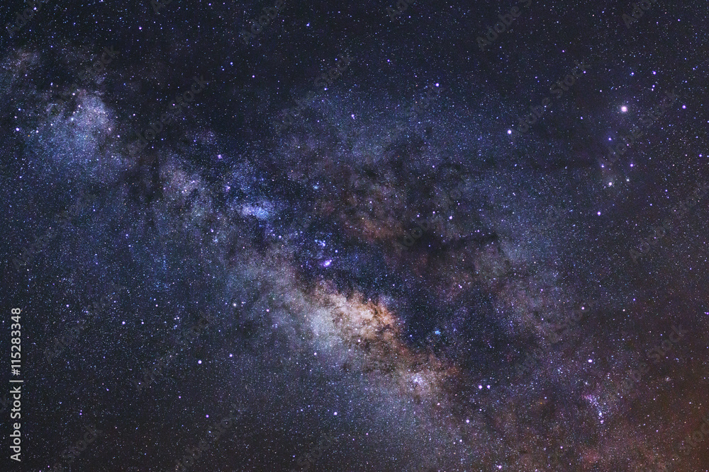 Wall mural beautiful milky way galaxy on a night sky,long exposure photogra