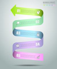 Abstract 3d spiral infographic template, Business concept 5 options