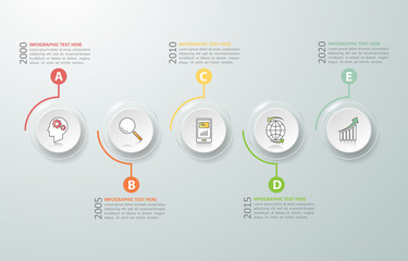 Timeline infographic 5 options,  Business concept infographic template