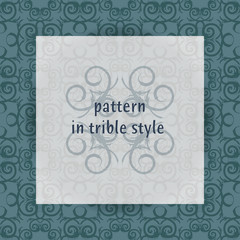 An elegance cold green seamless pattern with a tribal & tattoo style-inspired ornament