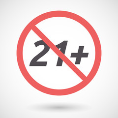 Isolated forbidden signal with    the text 21+