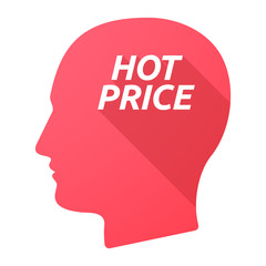Isolated long shadow male head with    the text HOT PRICE