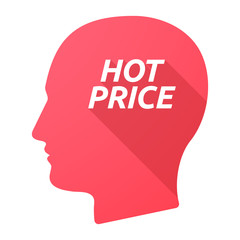 Isolated long shadow male head with    the text HOT PRICE
