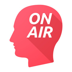 Isolated long shadow male head with    the text ON AIR