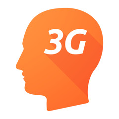 Isolated long shadow male head with    the text 3G