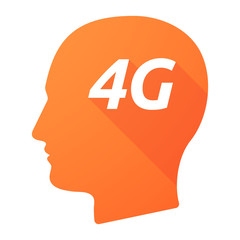 Isolated long shadow male head with    the text 4G