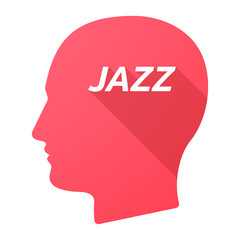 Isolated long shadow male head with    the text JAZZ