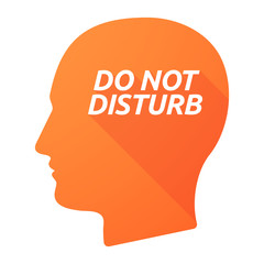Isolated long shadow male head with    the text DO NOT DISTURB