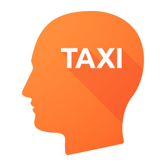 Isolated long shadow male head with    the text TAXI