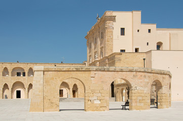 Fototapeta premium Square and church in Santa Maria di Leuca -travel in Puglia Italy