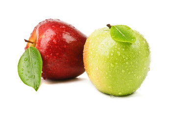 isolated juicy red and green apples