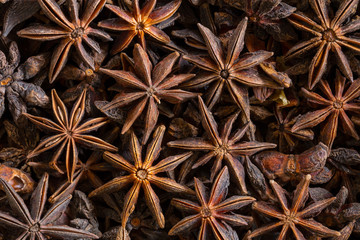 Star anise dried herb for food aroma.