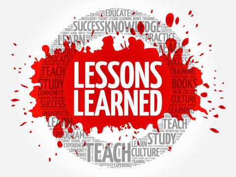 Lessons Learned word cloud collage, education concept background