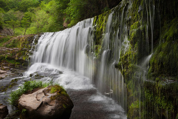 Sgwd Clun Gwyn Waterfall, near Panwar falls on the Mellte river in South Wales, UK.