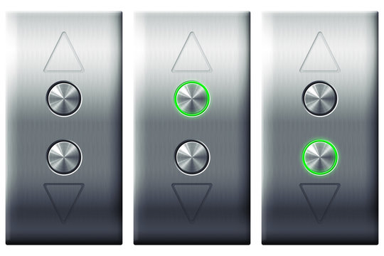 Elevator control panel buttons isolated on white background.