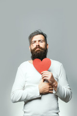 romantic man with paper heart