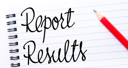 Report Results written on notebook page