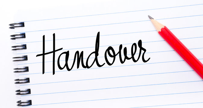 Handover written on notebook page