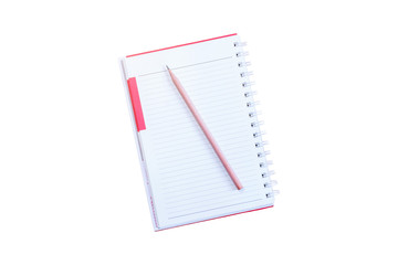blank open notepad and pencil  isolated on white background,notepad isolated