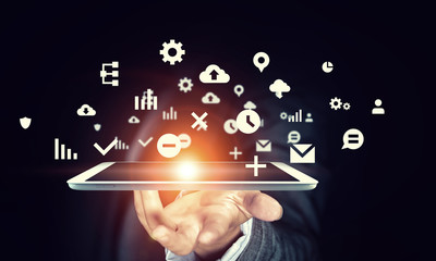 Global network connection . Mixed media