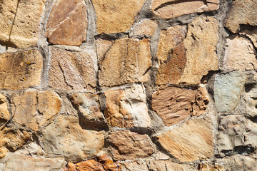 outdoor wall from natural cobbles