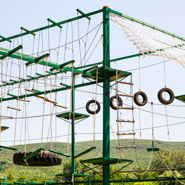 rope-ladders in outdoor obstacle course