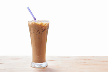 iced coffee on white background.