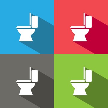 Icono de un inodoro sobre fondos de colores. Ilustraci&oacute;n vectorial