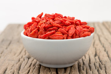 White Bowl with dried goji berries prepare forWomen who want to