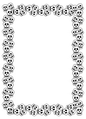 Black and white frame with skull. Vector clip art.