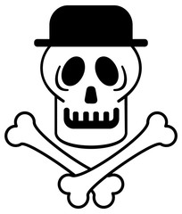 Skull in hat. Vector clip art.