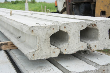 concrete  pole piles in construction site