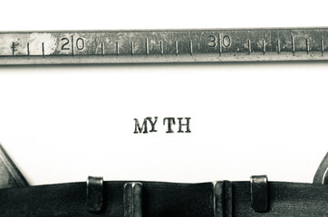 word myth typed on typewriter