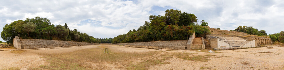 Panorama view over ancient Theatre and stadium on Rhodes