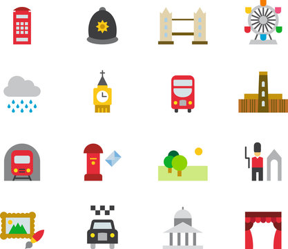  LONDON colored flat icons