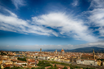 Panoramic view of Florence city in Italy. Tuscany region and birthplace of the Renaissance style....