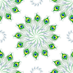 Obraz premium Seamless pattern of peacock feathers . Mandala