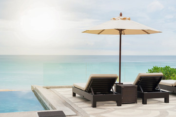 sunbed with a beautiful beach
